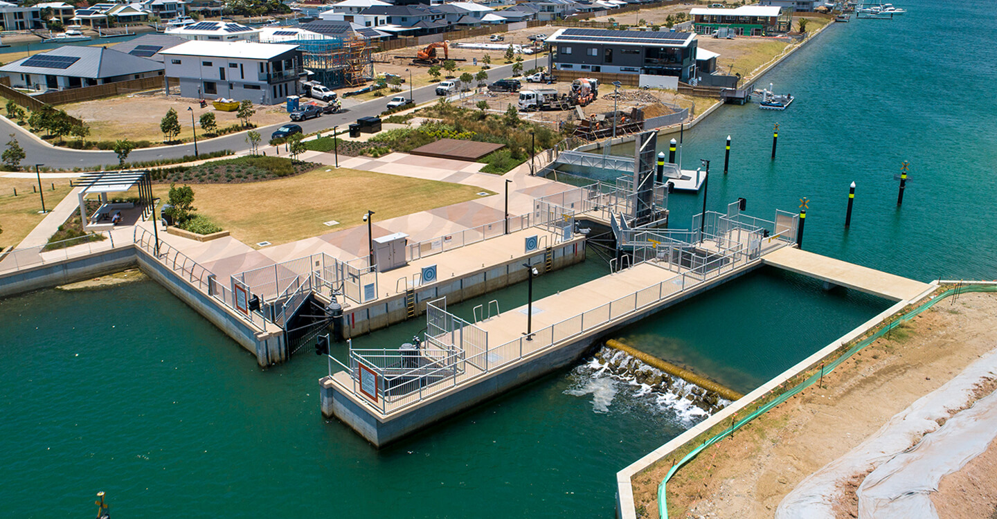 Newport lock, weir and salinity pumping station